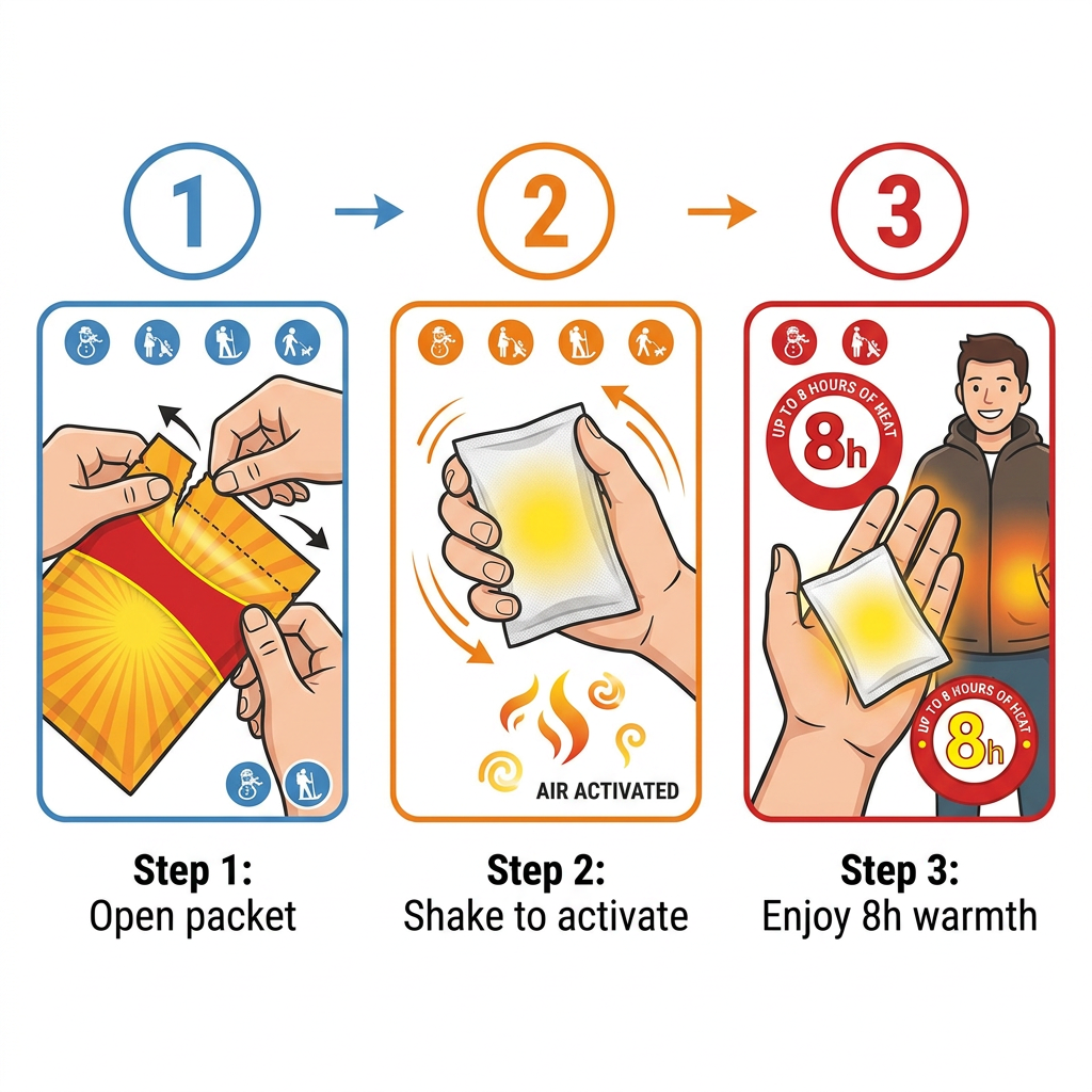Hand Warmers 2 Pack - Air Activated, Up to 8 Hours of Warmth | Portable Winter Essentials