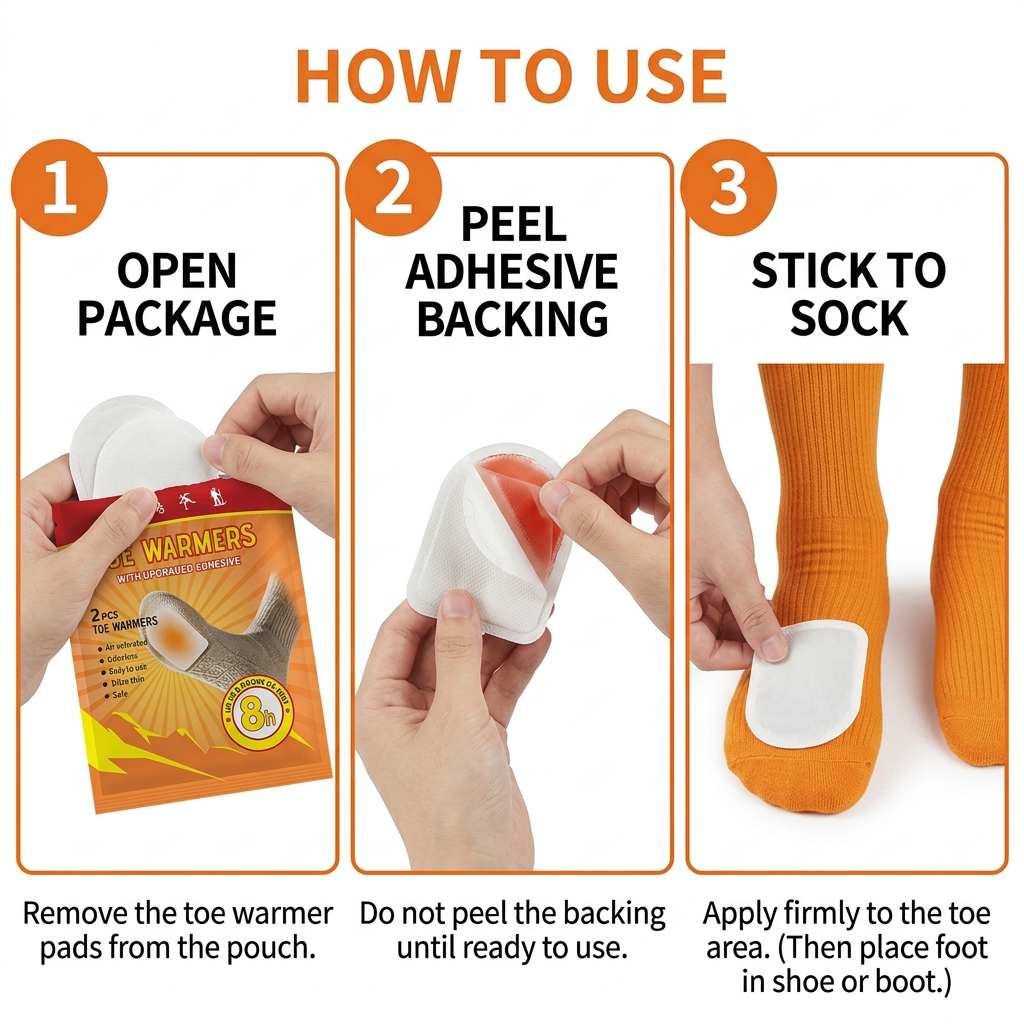 Toe Warmers - Disposable Air Activated, Up to 8 Hours of Heat | Ultra Thin Stick-On for Shoes & Boots