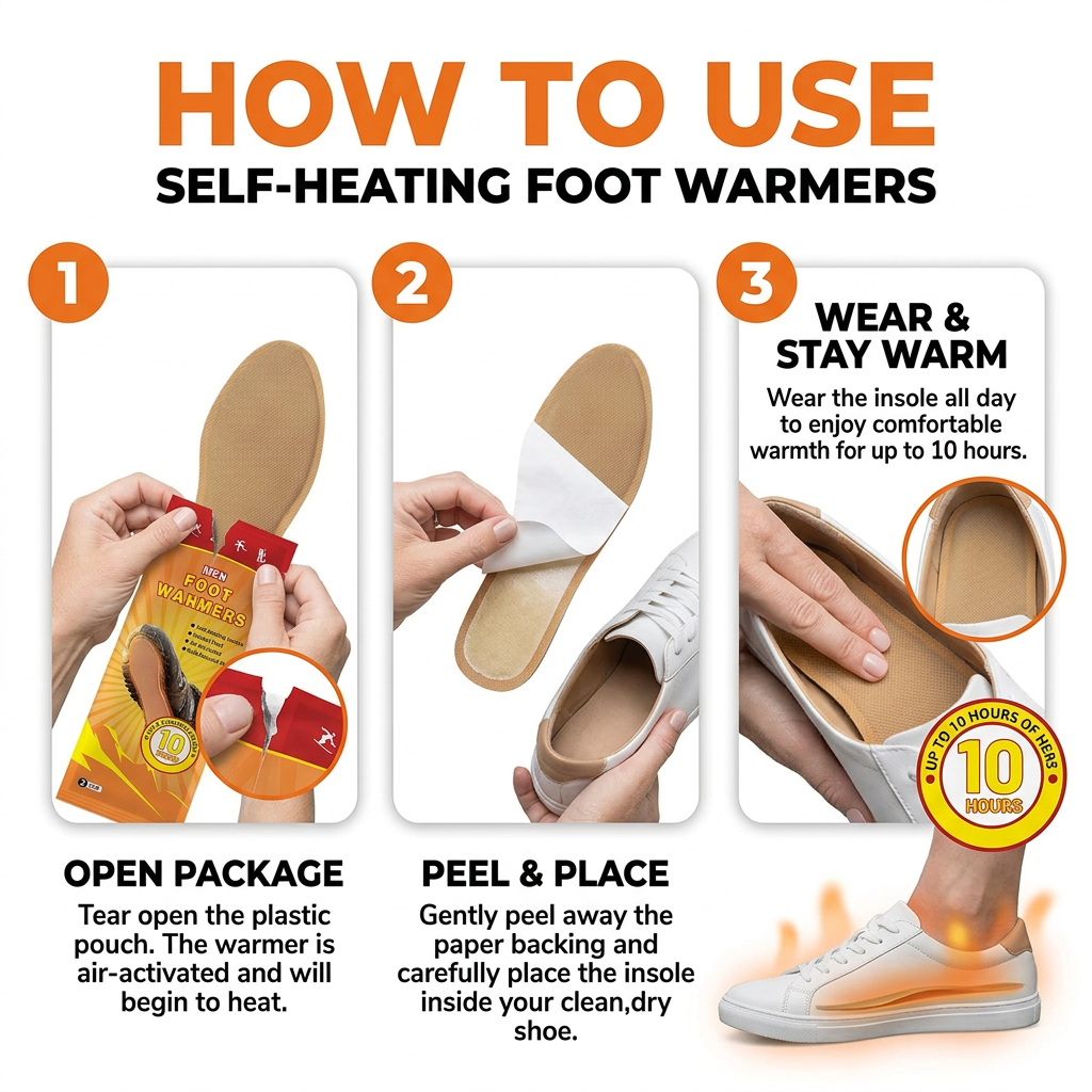 Foot Warmers - Air Activated Instant Heat, Up to 8 Hours of Warmth | Portable Winter Essentials