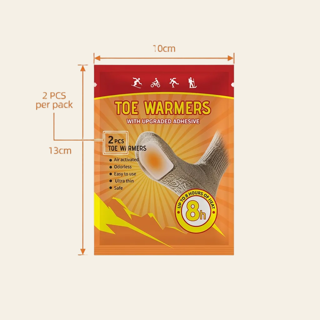 Toe Warmers - Disposable Air Activated, Up to 8 Hours of Heat | Ultra Thin Stick-On for Shoes & Boots